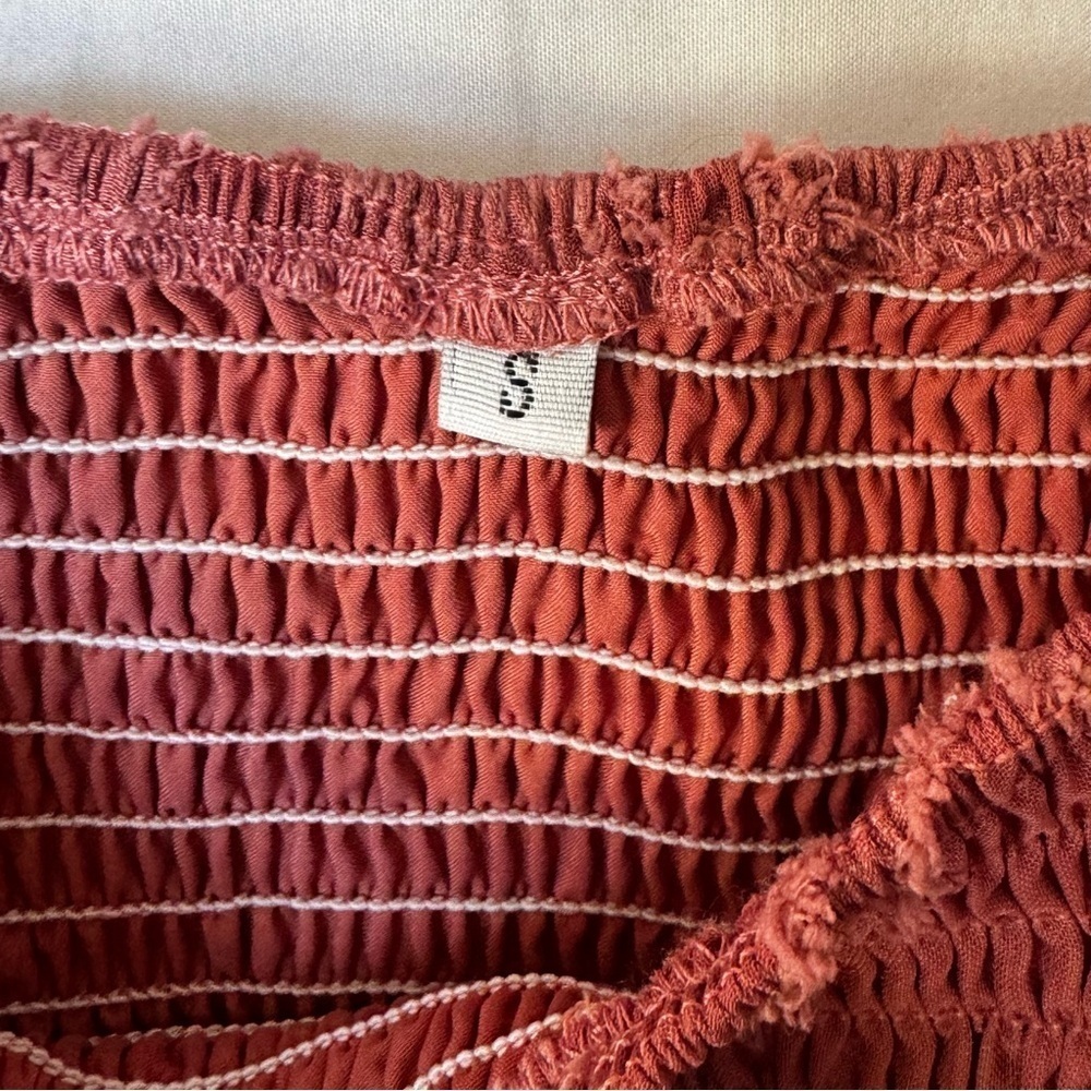 Bolayu Women’s Boho Frill Square Neck Ruched Blouse Size S - Picture 7 of 11